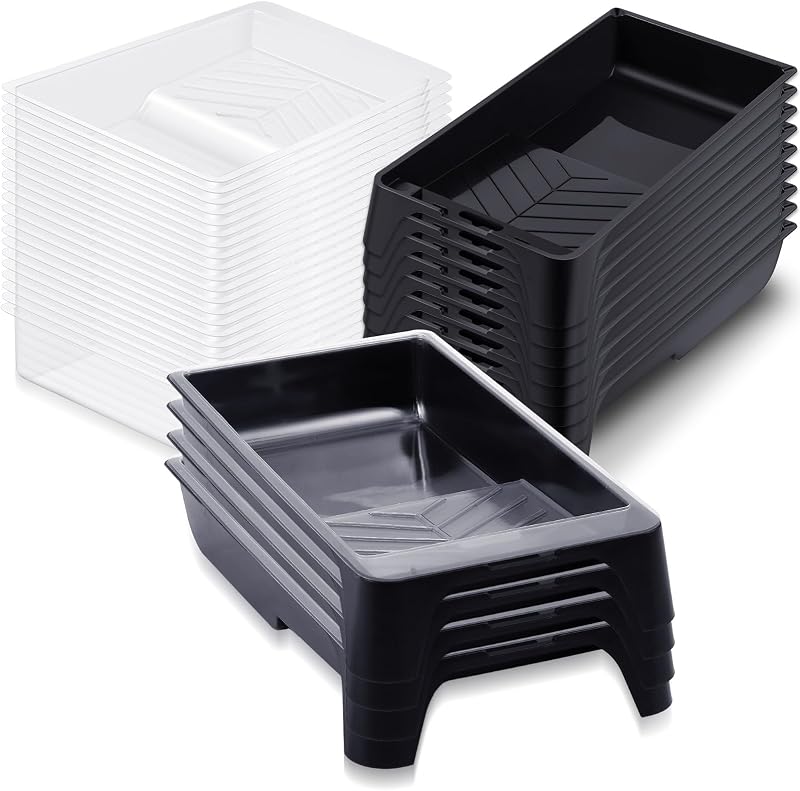 100 Pack 4 Inch Paint Tray Liner Set, 10 Trays 90 Disposable Liners | Durable Plastic Roller Tray, for Most Paint Rollers Supplies