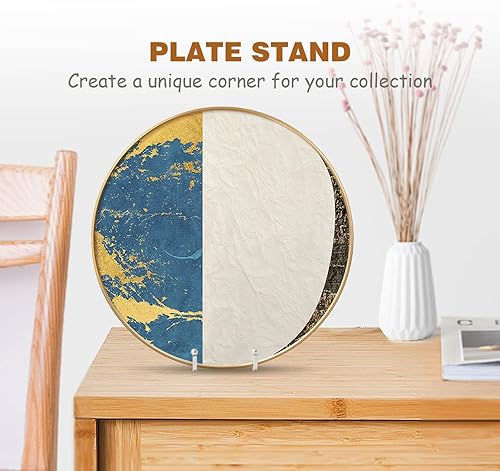 Miniatura 5 de Soporte para platos  Soporte de placa de metal de 8 pulgadas para exhibir  Soporte de fotos de mesa  Caballetes de hierro plateados para mostrar