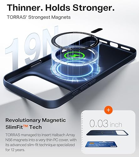 Vista 29 de TORRAS Funda magnética delgada para iPhone 17 PRO MAX, funda ultradelgada para teléfono 17 ProMax compatible con MagSafe, ligera, antiarañazos