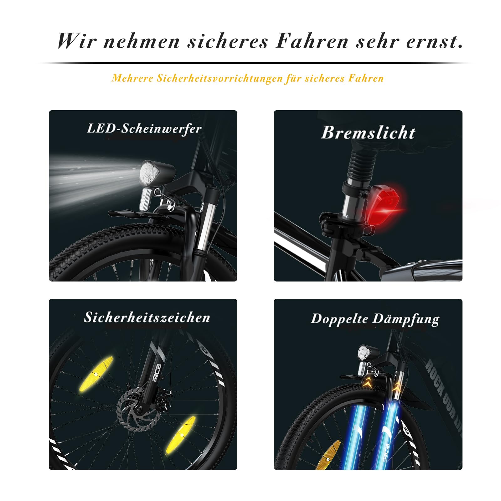 RCB E Bike RK15, Elektrofahrrad 26 Zoll mit 10.4Ah 36V Lithium-Akku，Elektrofahrrad für Erwachsene für Damen und Herren， 7-Gäng, City Electric Bike Reichweite bis zu 35-90Km