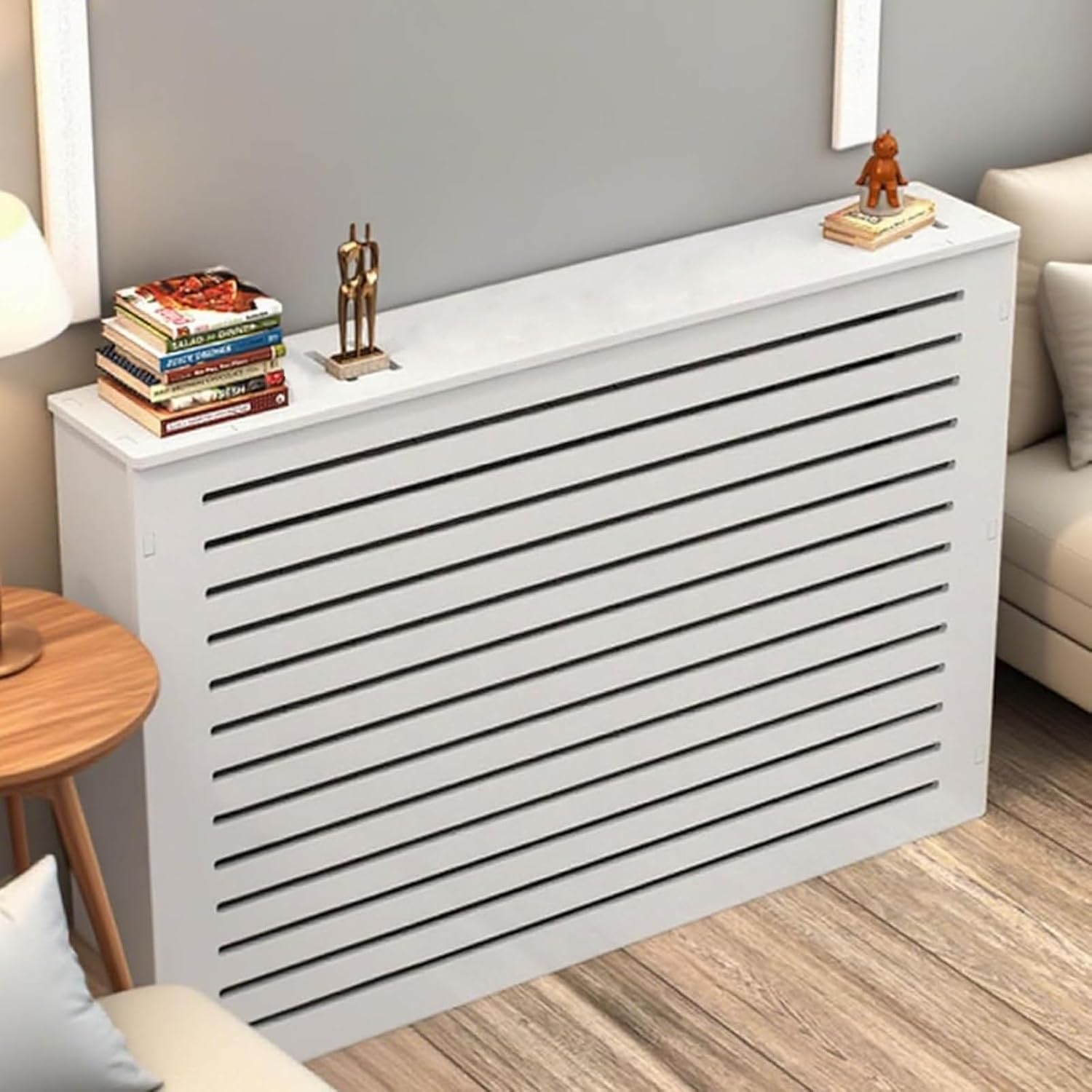 Cubierta de radiador de madera, cubierta de calentador para radiadores antiguos, estante decorativo estrecho, 32 x 28 x 10 pulgadas