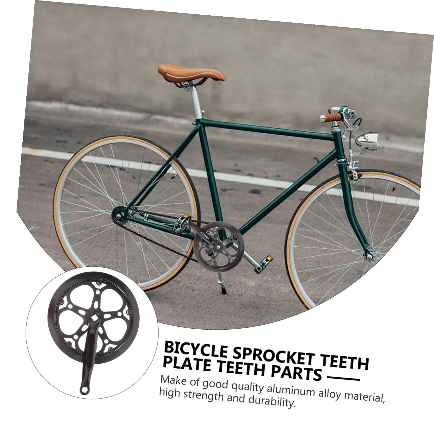 PLAFOPE Guarnitura Bici Monocorona in Ferro Nero 52 Denti e Pedivella 170mm, Accessorio Resistente per Sostituzione Bici Singola velocità