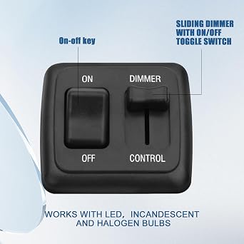 RV Led Dimmer Switch 12 Volt, 12V Rv Light Led Dimmer Switch, Toggle Dimmer Switch DC High Side Light Dimmer Switch for Dimmable LED Halogen, Incandescent - RV, Auto, Truck, Marine, and Strip Lighting