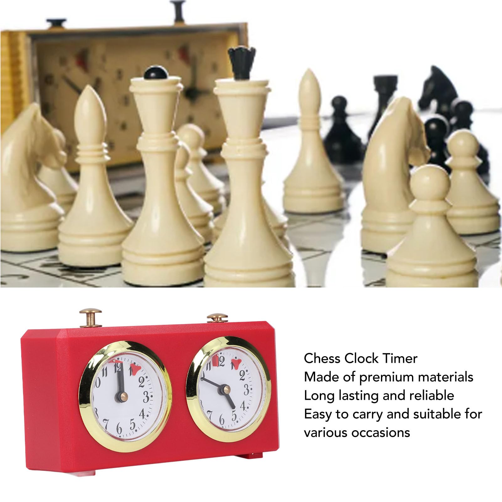Hamwesh Schachuhr, Retro-Aufzug, Mechanischer Analoger Schachtimer mit Großen, Leicht Ablesbaren Zifferblättern für Chess Go, Chinesische Schachspieler, Turnier-Trainingseinrichtungen