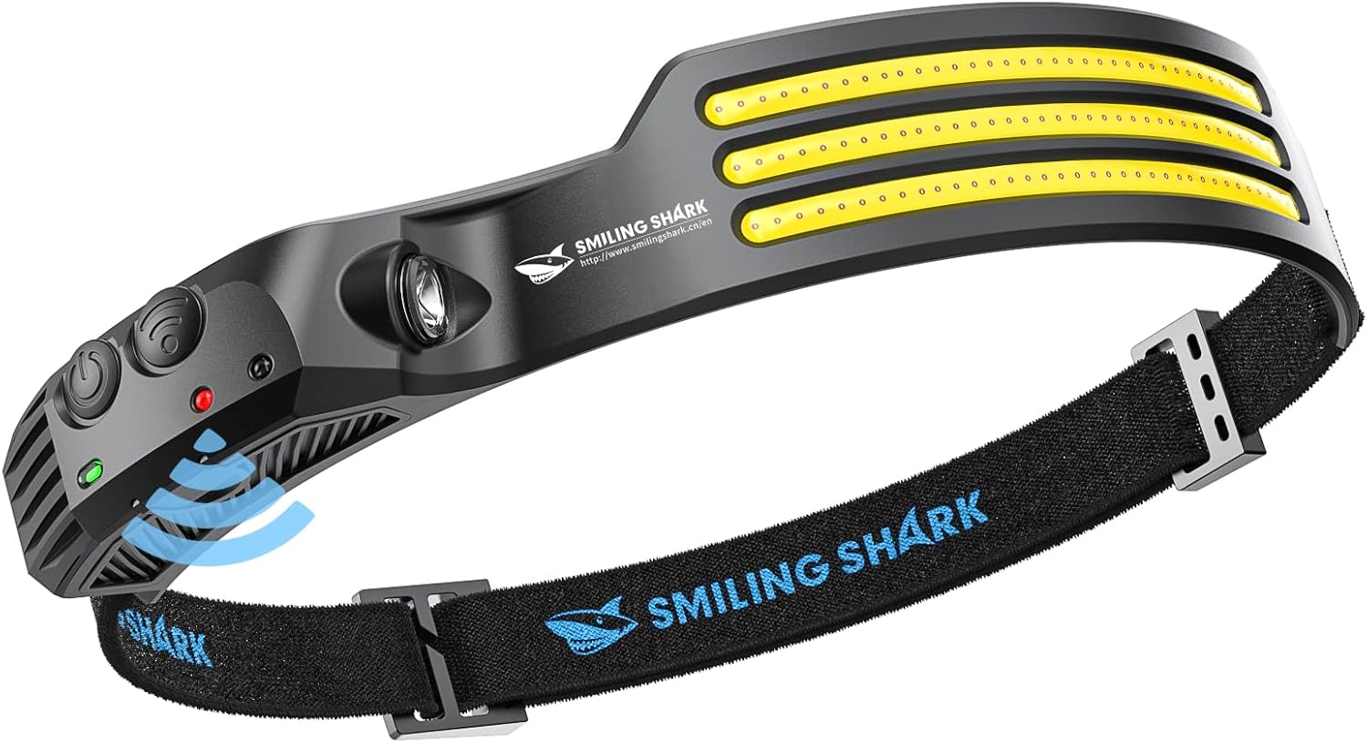 Smiling Shark LED Headlamp, 230°Wide Angle 3*White Light Strips The