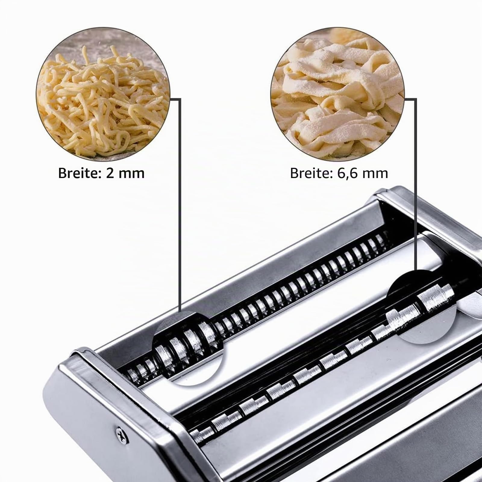 MZTOGR Pasta Maker machine, Set mit 6 Stück 150 mm Stahl Nudelmaschine mit 9 einstellbaren Dickeneinstellungen, inklusive Ravioli Maker Aufsatz, Nudeltrockner