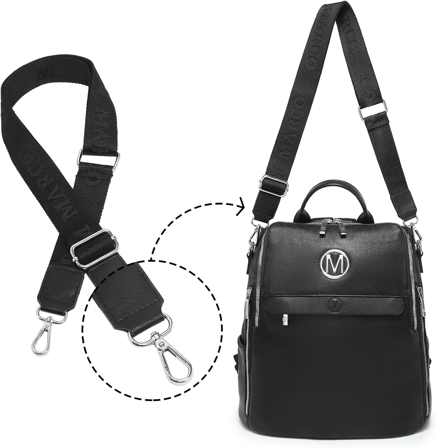 MKP Women Fashion Backpack Purse PU Leather Convertible Medium Ladies Rucksack Travel Shoulder Bags Handbag and Purse 2Pcs - Image 3