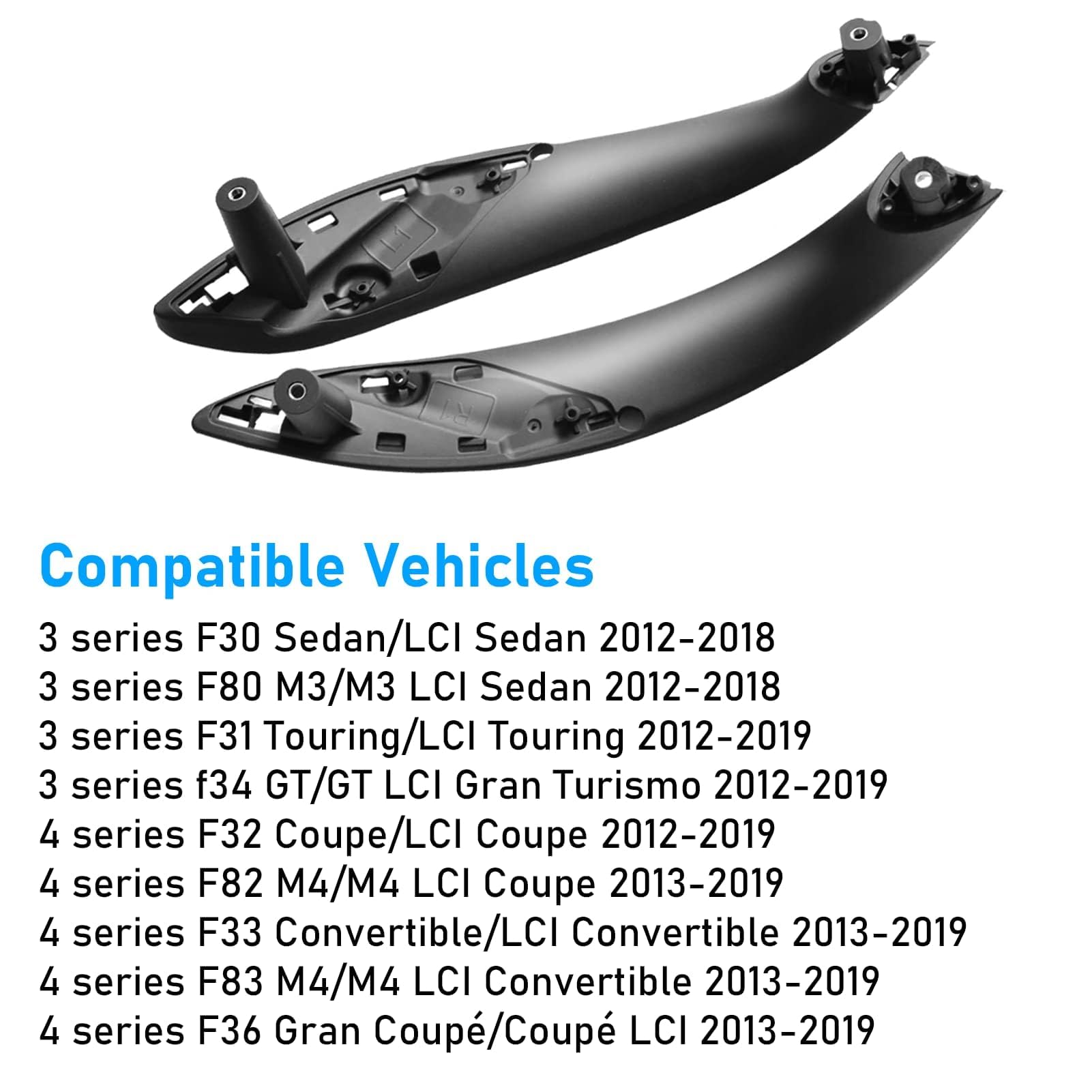 2PCS Compatibile con Maniglia Porta Interna BMW Serie 3 F30 F31 F34 F80 Maniglie Interne Sinistra+Maniglia Della Porta Destra per Serie 4 F32 F33 F36 F82 F83 (Nero)