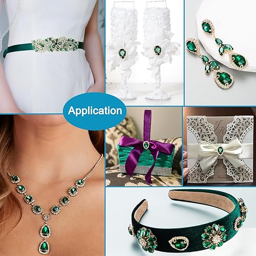 Miniatura 7 de 20 dijes de diamantes de imitación con parte trasera plana en forma de lágrima para coser con botones de cristal de cristal, adornos para joyas,