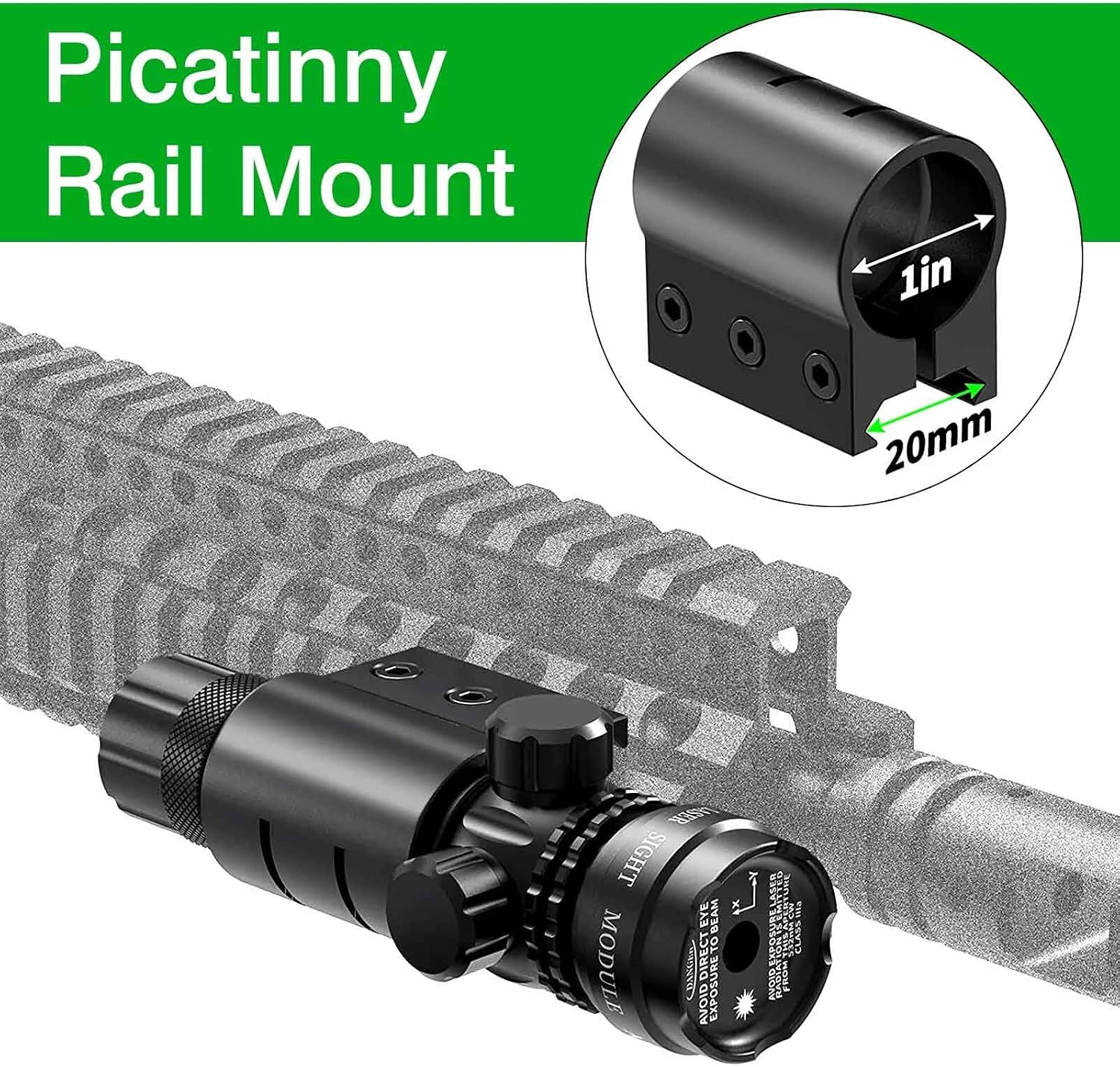 Trinity Green Laser Sight Compatible with Remington 870 12 Gauge Pump, Class IIIA 635nM Less Than 5mW, Single Rail Mount.
