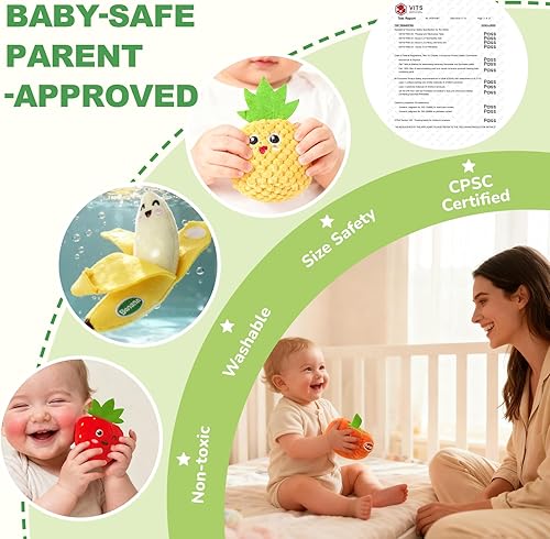 Miniatura 6 de Juguetes sensoriales para bebés, juguetes de felpa para clasificar colores de frutas y verduras de 6 a 12 meses, comida de juego de simulación con
