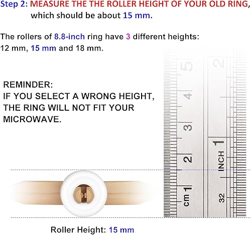 Miniatura 4 de Anillo giratorio de microondas de 8.8 pulgadas con rodillos de 0.591 in, soporte de bandeja para horno de microondas, anillo de rodillo giratorio de