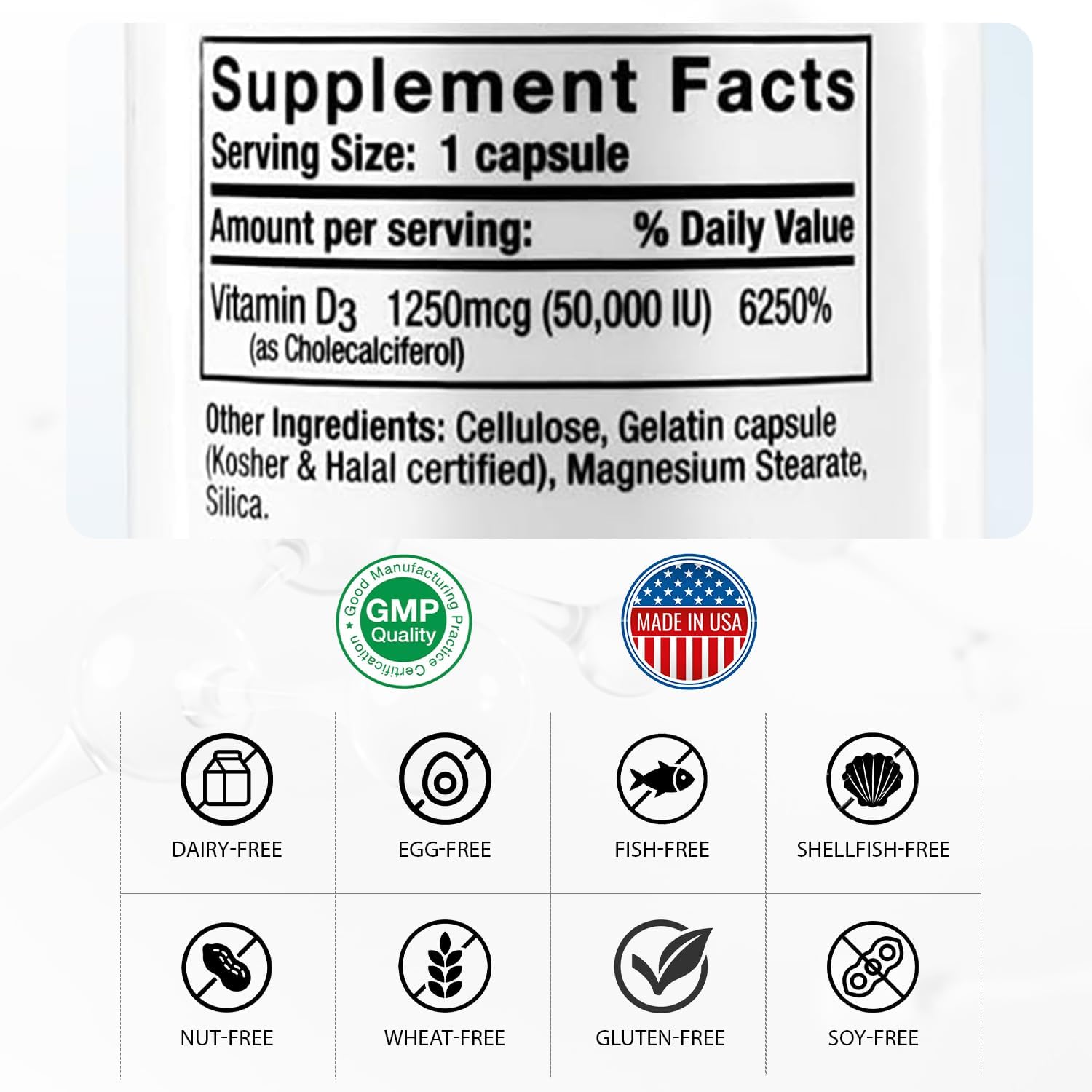 Nivagen Vitamin D3 50,000 IU (1250 mcg) | Once Weekly Dose | 100 Capsules (100 Weeks, Approx. 2 Years Supply) | Easy to Swallow | Bone, Muscle & Immune Support | Non-GMO, Gluten Free | Made in USA - Image 2