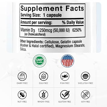 Nivagen Vitamin D3 50,000 IU (1250 mcg) | Once Weekly Dose | 100 Capsules (100 Weeks, Approx. 2 Years Supply) | Easy to Swallow | Bone, Muscle & Immune Support | Non-GMO, Gluten Free | Made in USA