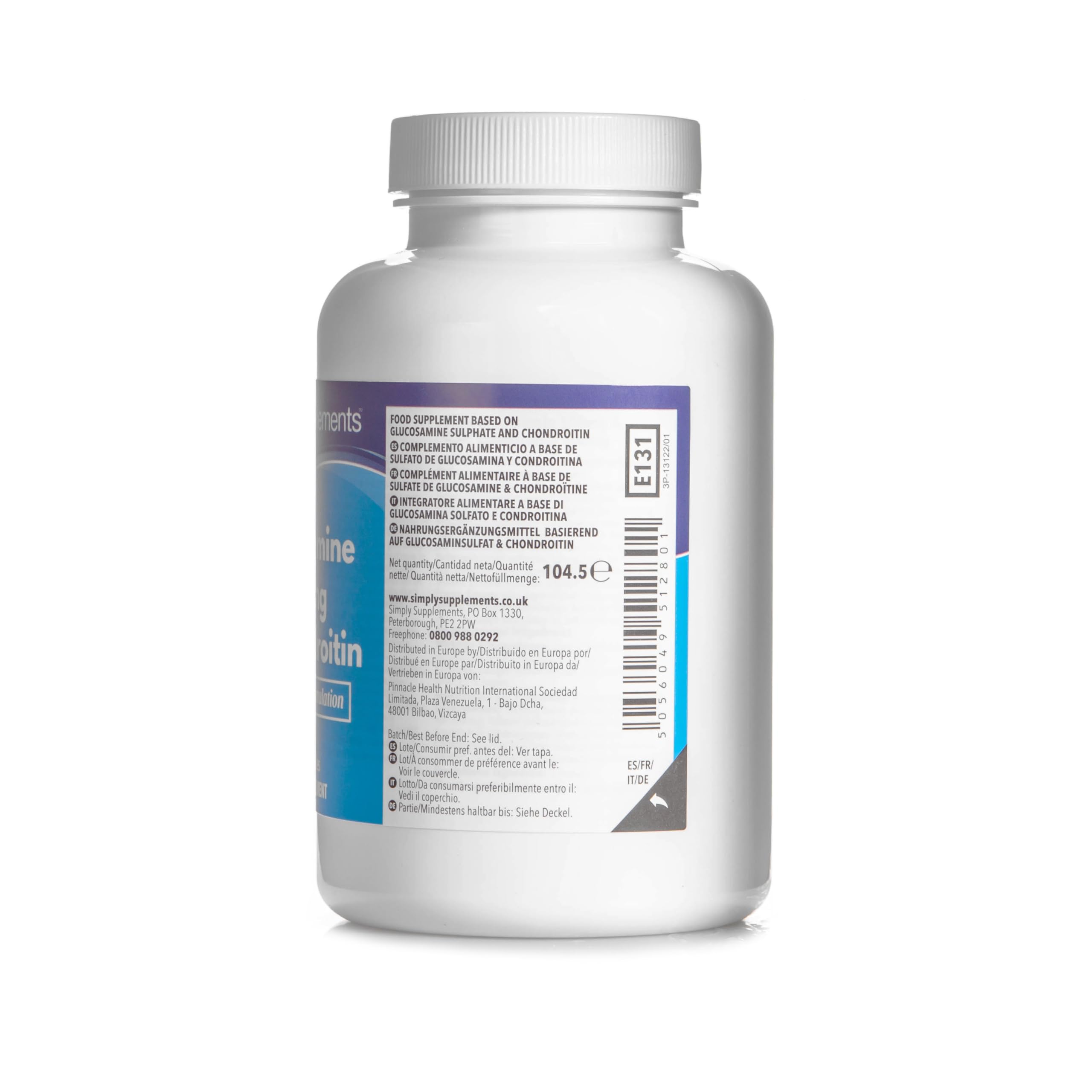 Glucosamine et Chondroïtine | 500mg de Glucosamine et 240mg de Chondroïtine par gélule | Testé par une tierce partie | Fabriqué au Royaume-Uni selon les BPF