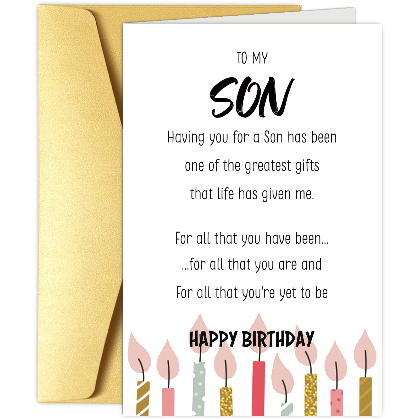 HYHYDHP Geburtstagskarte Für Sohn – Edelstahl-Karte Mit Gravur „Happy Birthday Son“, Kreditkartengröße, In Geschenktüte