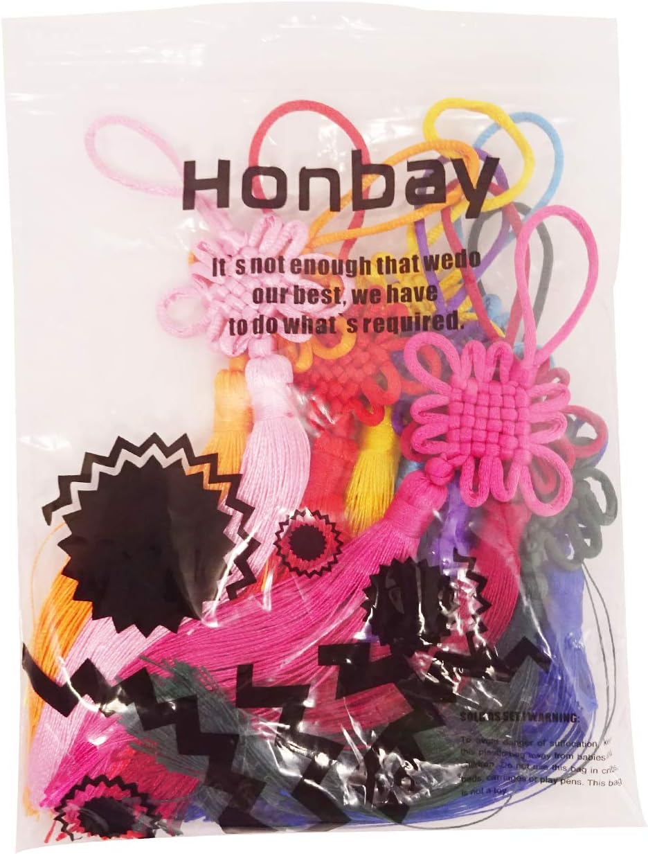 Honbay 10PCS Handmade Chinese Knot Tassel Hanging Decorations, Random Colors