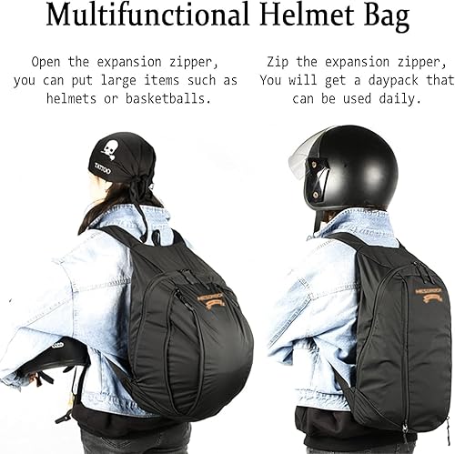 Miniatura 9 de Peicees Mochila plegable ligera para casco de motocicleta, para hombre, impermeable, de gran capacidad, para ciclismo, motocicleta, casco, mochila,