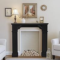 EPICOZY Modern Black Freestanding Fireplace Mantel Surround - Waterproof Anti-Tipping Premium MDF with Legs for Living Room Decor