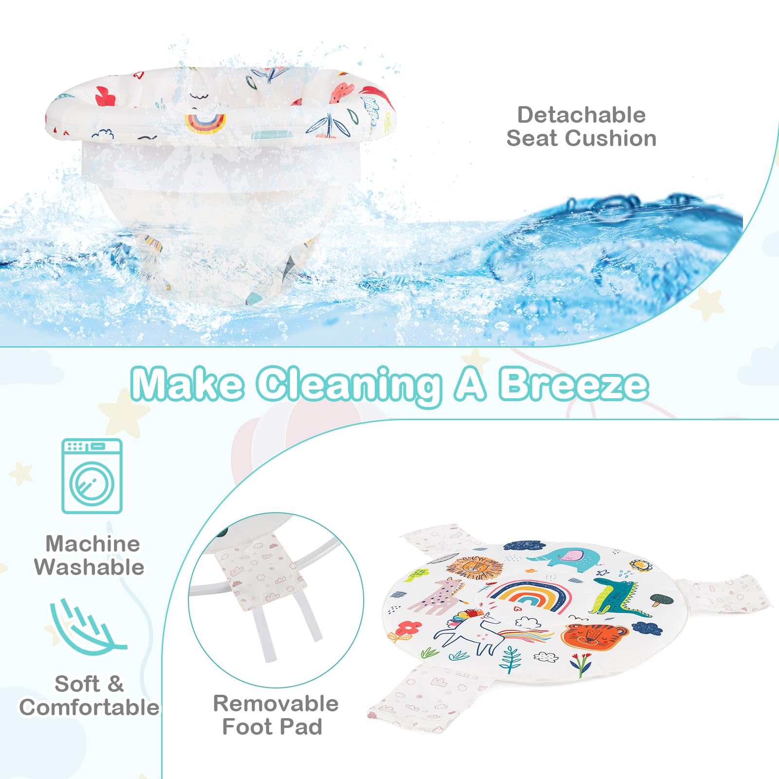 Centro Attività 3 in 1 Convertibile RELAX4LIFE per Bambini 6+ Mesi con Piattino Rimbalzante e Girevole 360° (GIALLO)