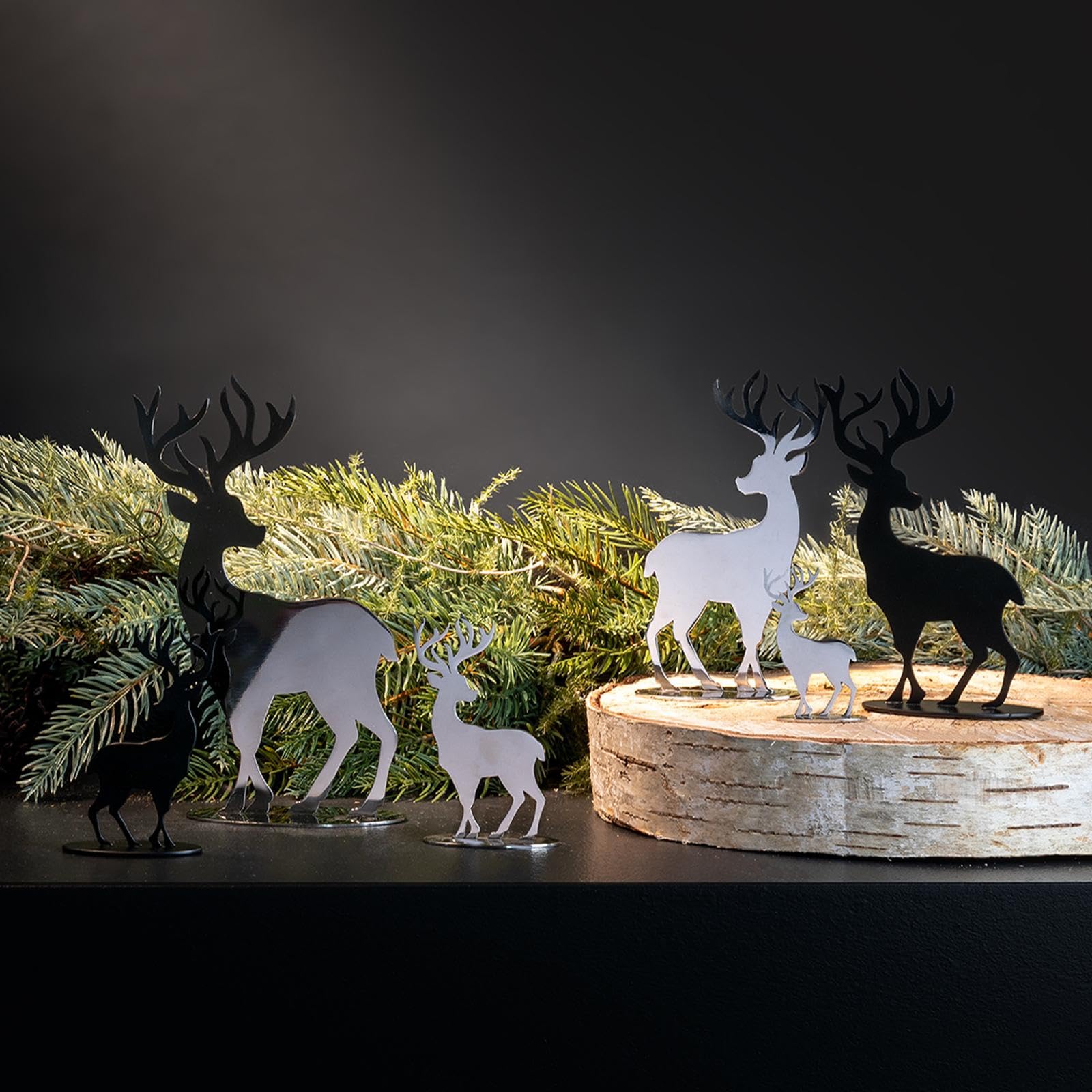 Fink Weihnachtsdeko Hirschfigur 30 cm schwarz matt - Metall Deko-Hirsch als Aufsteller für Winter- und Adventsdekoration, Moderne Figur für Tisch, Regal, Fensterbank oder Festliche Wohnideen