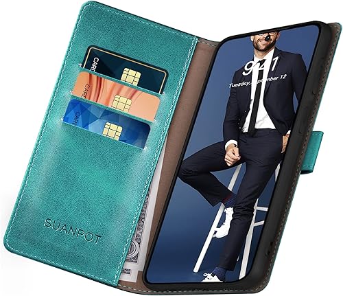 Miniatura 5 de SUANPOT Funda tipo cartera para Samsung Galaxy S23 Ultra con bloqueo RFID, tarjetero de crédito, funda protectora de piel sintética con tapa para