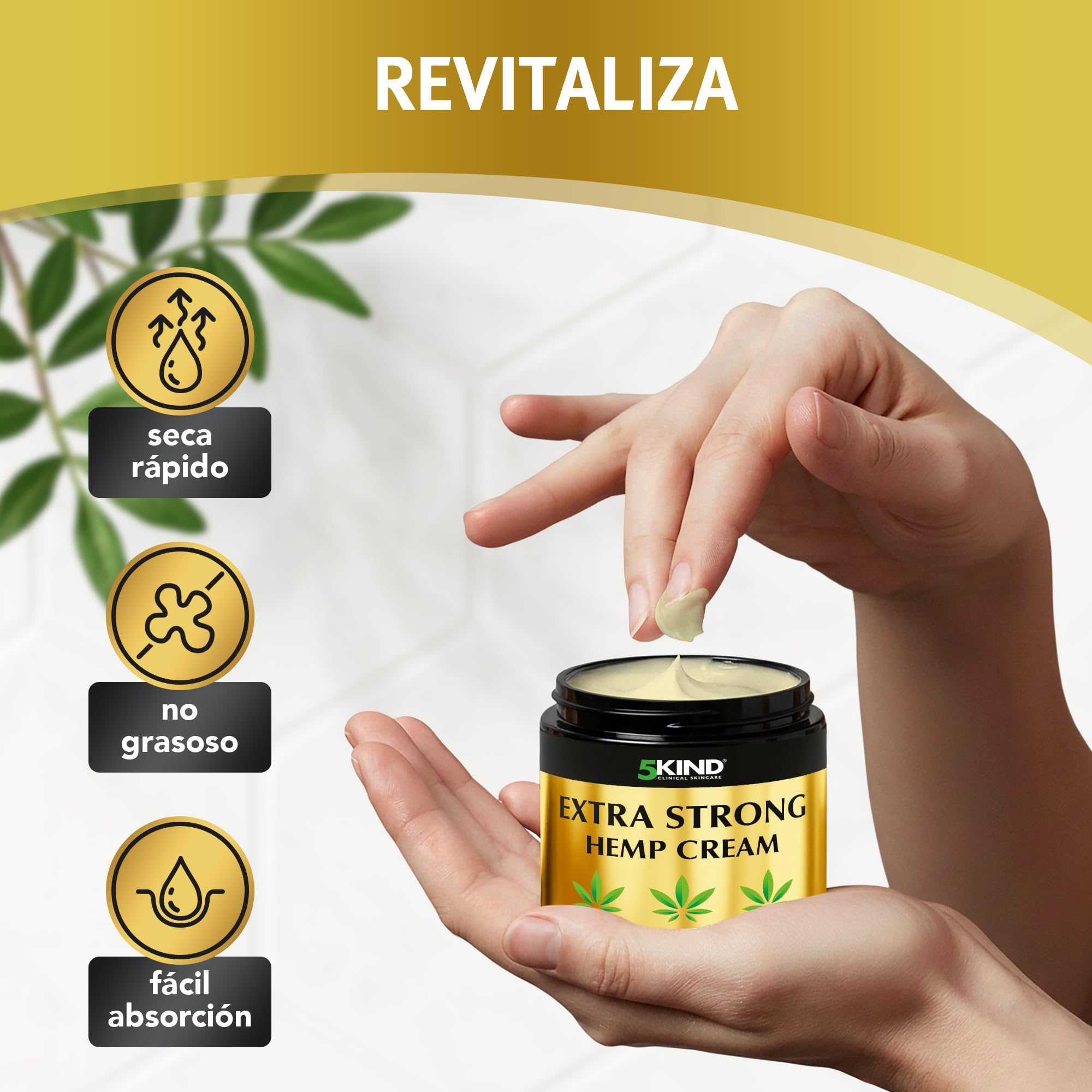 5kind Crema de cáñamo extra fuerte 300 ml - Crema de aceite de cañamo y árnica - Crema masaje, espalda, región lumbar, músculos, rodillas, cuello, hombros - Rica en extractos naturales