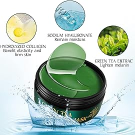Tiepetly Under Eye Masks, Collagen Eye Mask, Green Tea Eye Patches for Puffy Eyes 60 pcs, Under Eye Patches for Dark Circles and Puffiness, Hydrating Eye Mask Skincare, Eye Gel Pads for Eye