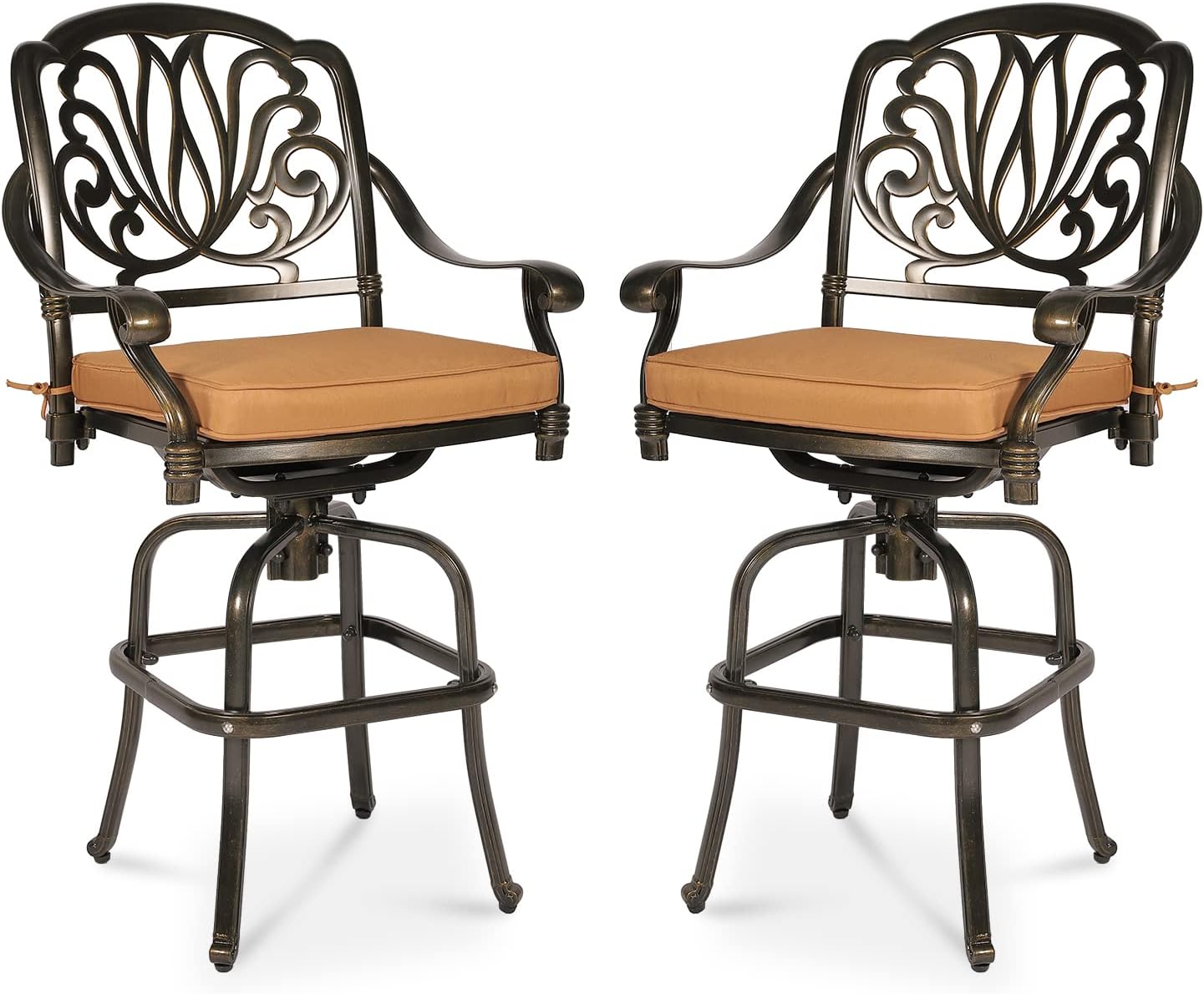 Palm Tree Outdoor Patio Set 4pc Swivel Barstools 30" H Dark