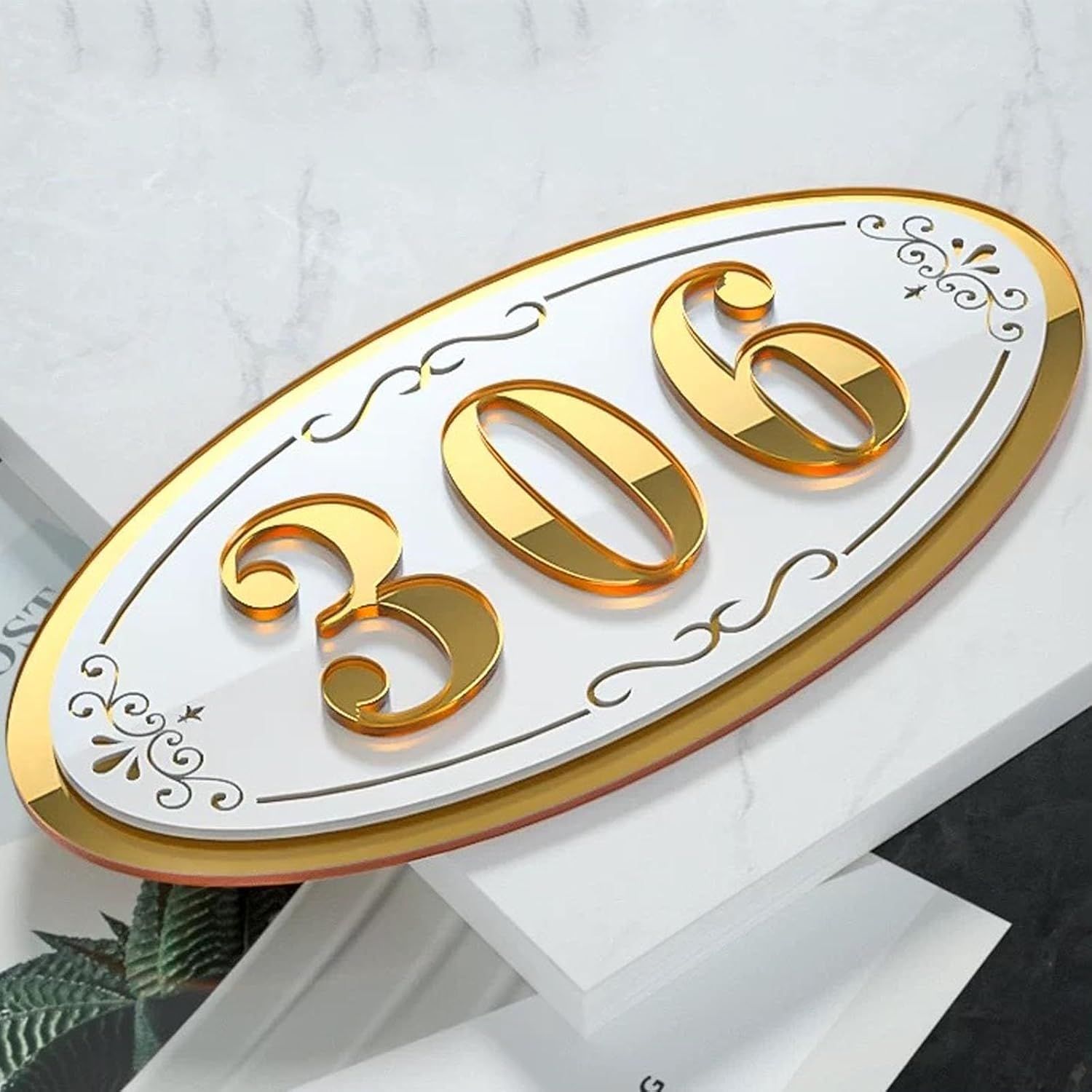 Custom Apartment Door Number Sign Self-adhesive Personalized Address Plate for House Civic Address Plaque Mailbox,Hotal,Home,Classroom,Street,Office,Garden,Yard(Style 04)