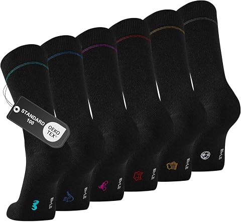 Mens Socks, 6/12 Pairs Business Socks for Men | Seamless Toe Comfort, Soft Elastic Cuff,Black Socks And Mixed Colours,Soft Cotton-rich,Office And Casual Wear