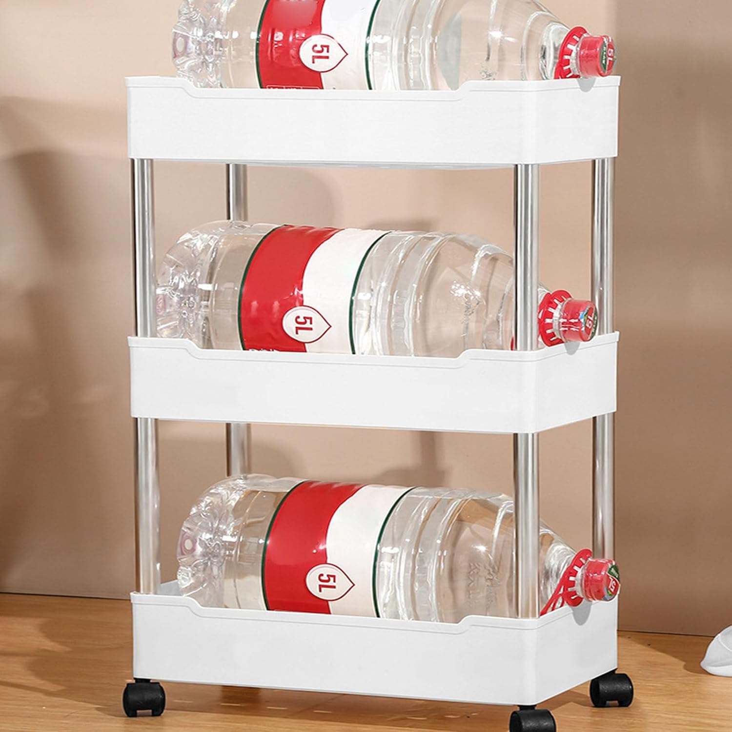 Space Efficient Rolling Bathroom Cart with Multi Layer Kitchen Organizers Mobile Storage Shelf for Homes Rolling Cart for Bathroom Kitchen Gaps