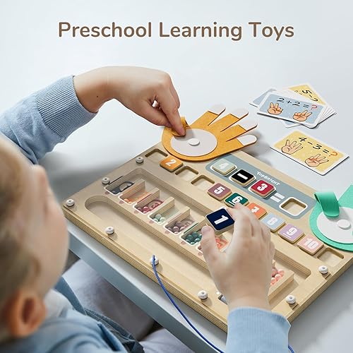 Miniatura 5 de TOP BRIGHT Juguetes de aprendizaje para 2 a 4 años, laberinto magnético de color y números, manipuladores de matemáticas, suministros de escuela en