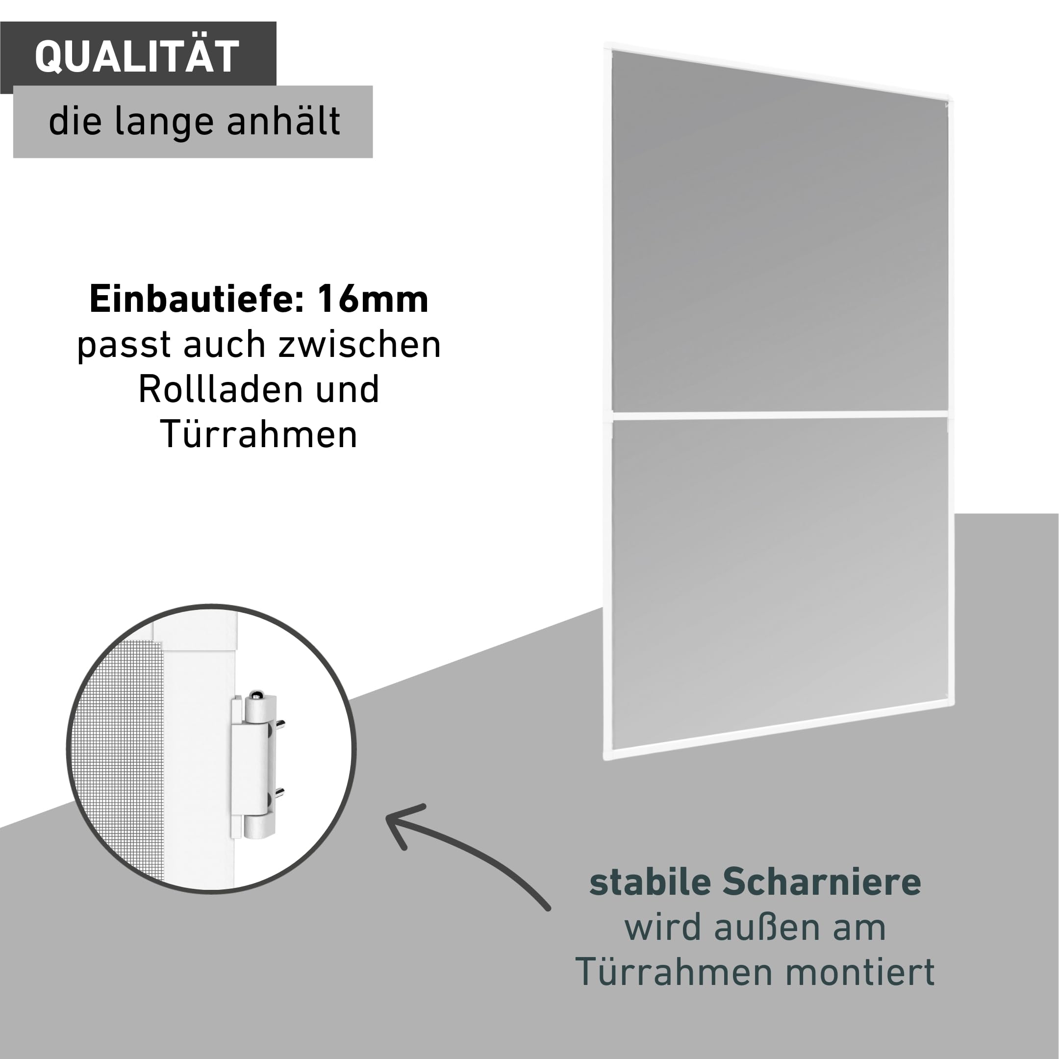 Windhager Fliegengitter Balkontür 100x210 cm Weiß, Aluminiumrahmen, individuell kürzbar, Insektenschutz Tür für Balkon und Terrasse, Magnetverschluss, langlebiges Gewebe, stabile Ausführung, 04506