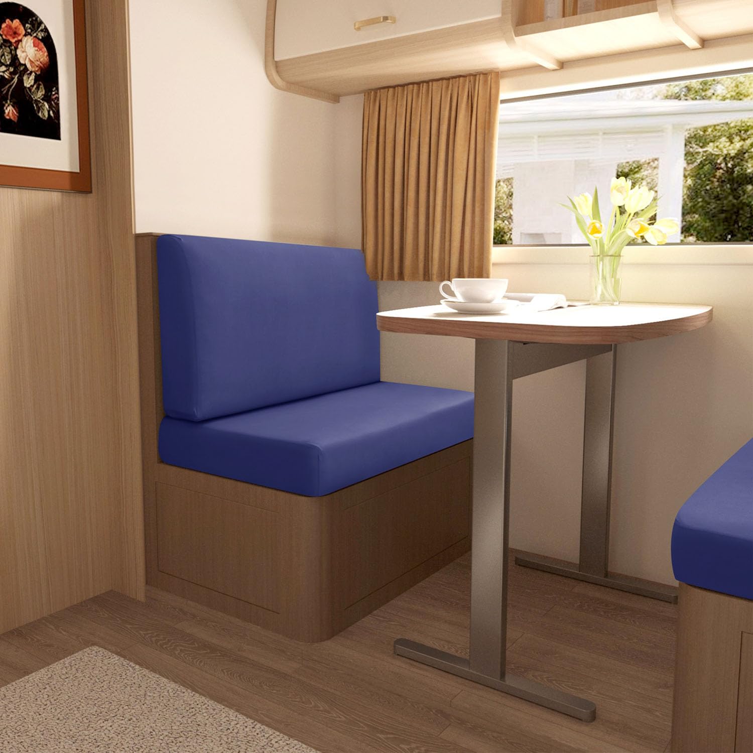 Housses De Coussin De Dinette De RV Imperméables, Housses De Siège De RV Ensemble De Cabine De Dinette Housses De Coussin De Banc (Bleu Marine,2 Housse de Dossier + 2 Housse de Banc)