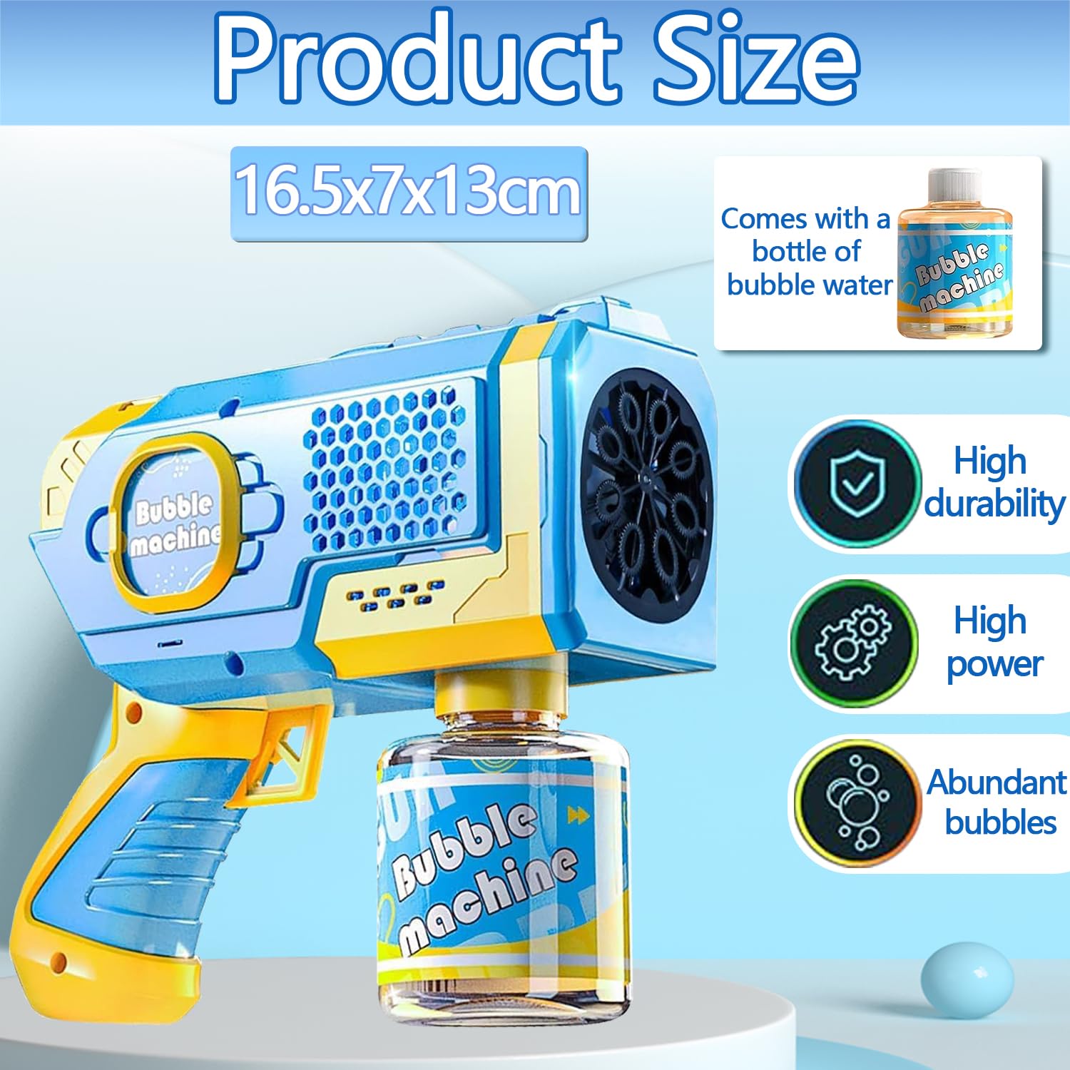 Máquina de Burbujas, Automatic Maquina Burbujas, Máquina de Burbujas para Niños, Maquina Pompas Jabon, Pistola de Burbujas de Agua, para Fiesta de Cumpleaños, Bodas, Niños y Adultos (Azul)