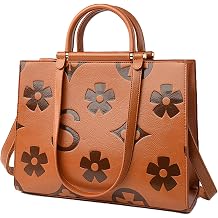 Vegan Leather Tote Bag for Women, Floral Embossed Large Bucket Purse, Elegant Casual Handbag with Adjustable Crossbody Strap and Top Handle for Work, Travel, Daily Use