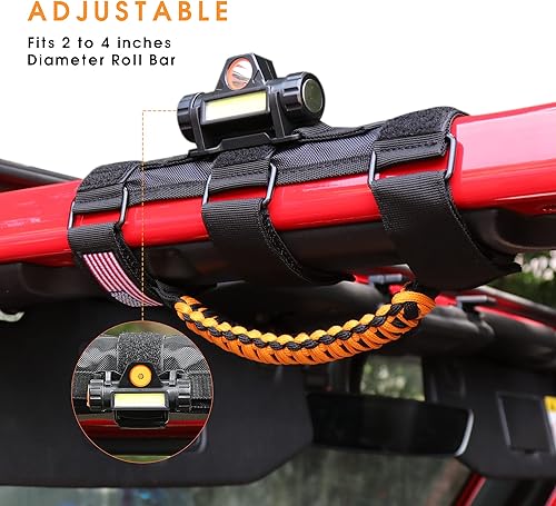Miniatura 2 de Asas de agarre de barra de agarre con luz para Jeep Wrangler Accesorios TJ JK JL YJ Unlimited Rubicon Sahara 2 puertas 4 puertas Jeep Gladiator JT