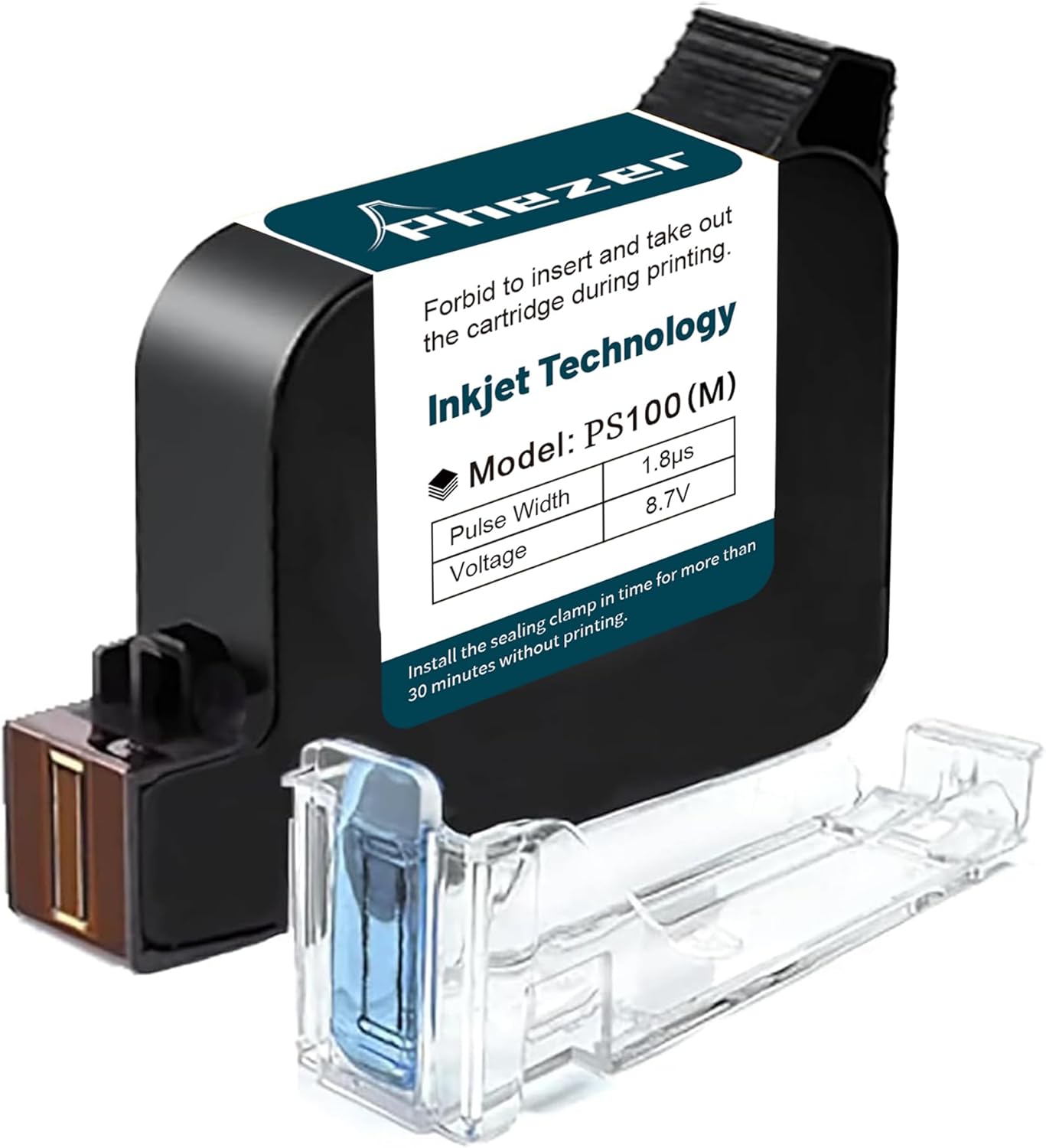 Phezer Original Quick Dry Solvent Ink Cartridge Replacement PS100 Handheld Inkjet Printer and Mini Inkjet Printer, Compatible for 0.5 inch/12.7mm Printer (Invisible Ink, (1 Pcs), 0.5inch, 42ml)