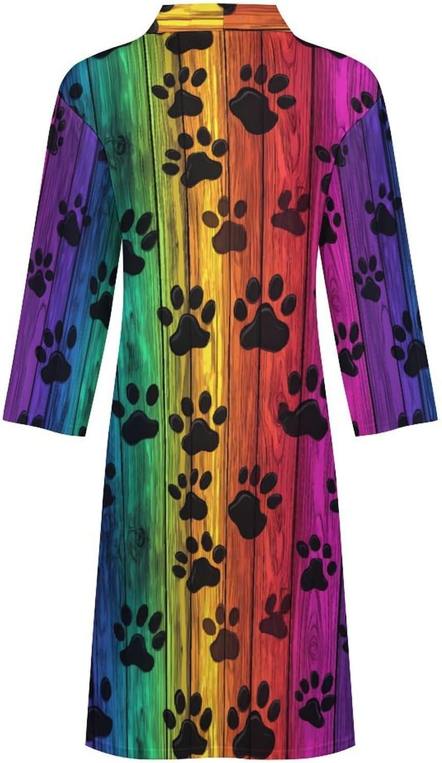 Colorful Wood Paw Print Men's Robe Soft Bathrobe V Neck Loungewear Sleepwear Nightgown Dressing Gown
