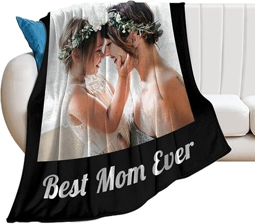 Miniatura 2 de Manta personalizada para mamá, regalos de cumpleaños para mamá de hija e hijo con imágenes, collage de fotos personalizado para madre, regalos de