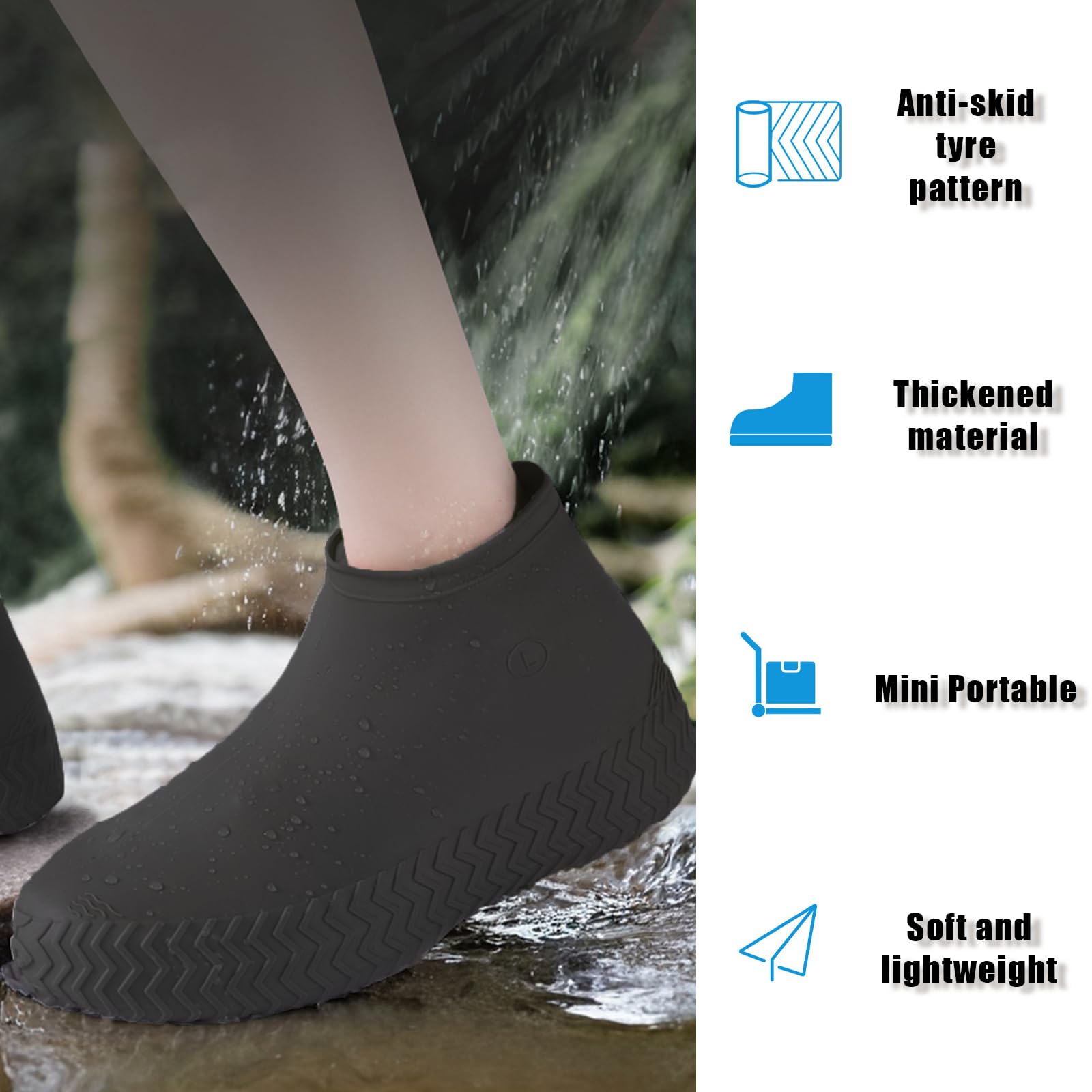 Ahigh Schuhuberzieh Wasserdicht,3 Paare Schuh Überzieher,Schuhüberzieher Einweg/Mehrweg Latex-Regenschutz Schuhe,Schuhüberzieher Rutschfest für Regen,Schneetag,Wüstenstrand,Schlammige Straßen