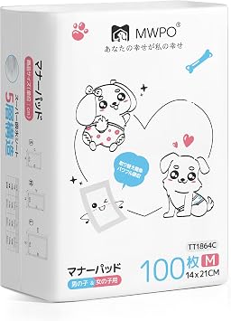 Mwpo Pet Diapers Dog Diaper Liners Manner Pads 100-Piece Pack Boys Manner Belt Pad Girls Menstrual Pad Pet Urine Absorption Sheet Super Absorbent M Size 864C
