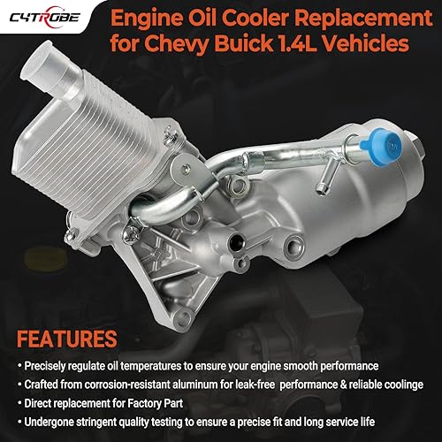 Miniatura 2 de Adaptador de carcasa de filtro de enfriador de aceite de motor con junta, inserto de filtro, tapa de aluminio compatible con 1.4L Turbo 2011-2021