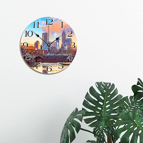 Miniatura 24 de Reloj de pared de paisaje urbano de Nueva York, Estados Unidos, Estatua de la Libertad, reloj de pared de viaje, funciona con pilas, 10 pulgadas,