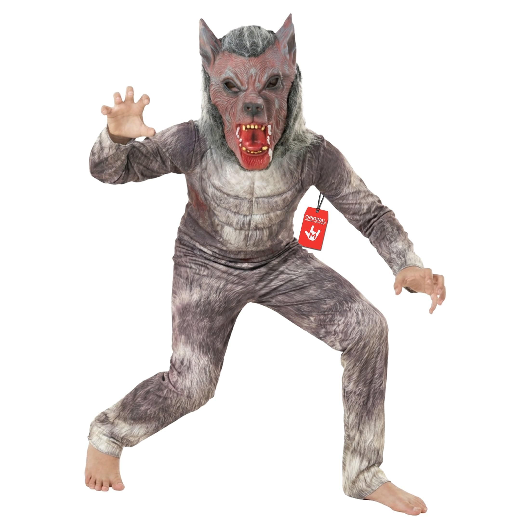 Morph Costume Lupo Mannaro Bambino - Vestito Halloween per Bambina e Bambino, Abito da Lupo Mannaro per Feste e Party, M