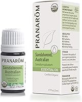 Vista 1 de Pranarom Aceite esencial de sándalo australiano orgánico certificado por USDA (0.2 onzas líquidas), 100% puro y natural de grado terapéutico