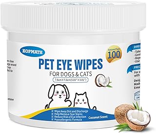 Dog Eye Wipes, Tear Stain Wipes for Dogs, Big & Thick Cat Eye Wipes for Dogs, Mild Ingredient,Texturized & Presoaked Pet Eye Cleaner Pad for Discharge Crust Booger,100 Ct, Coconut Scent