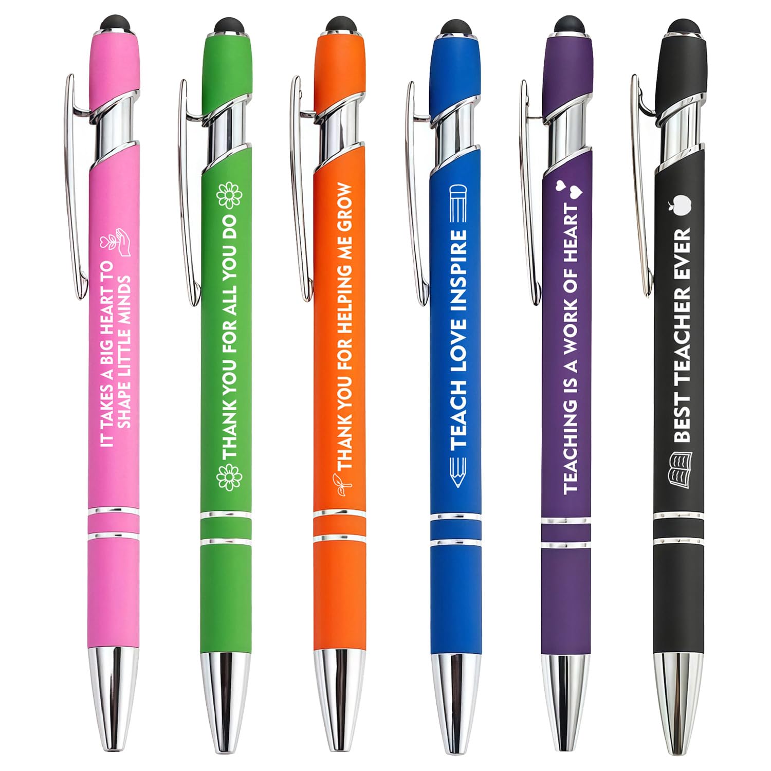 XINDY Thank You Teacher Gifts for Women & Men, 6 PCS Teacher Pens 2 in 1 Stylus Ballpoint Pens, End of Year Thank You Gifts for Teachers, Teaching Assistant, Pre School, Nursery Teachers Leaving Gift