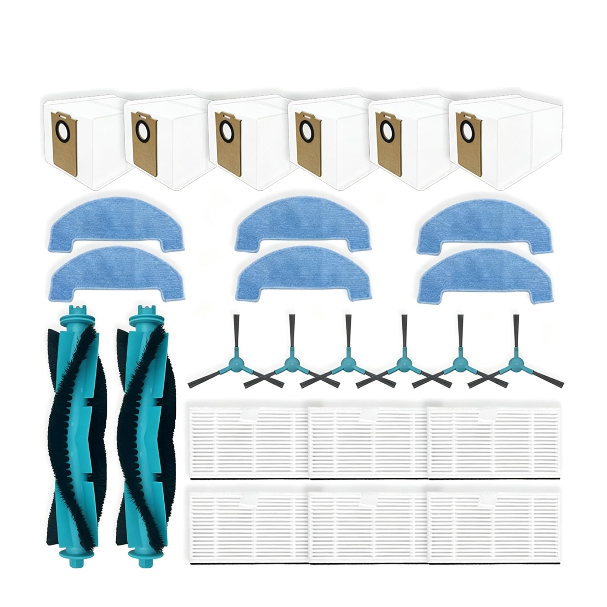 LMRXOFE Robot Mop Cloth Kits,Compatible For Conga,7690 Immortal Y80 Vacuum Main Roller Side Brush Filter Dust Bag Replament Parts(Set v)